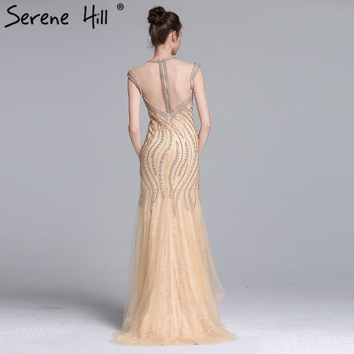 Sale Luxury Sexy Mermaid Newest Evening Dresses Long Crystal Beading Tulle 2025 Robe De Soiree Serene Hill LA6077 - SERENE HILL