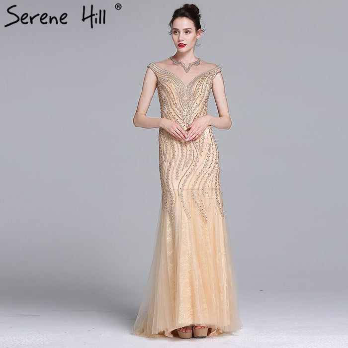 Sale Luxury Sexy Mermaid Newest Evening Dresses Long Crystal Beading Tulle 2025 Robe De Soiree Serene Hill LA6077 - SERENE HILL