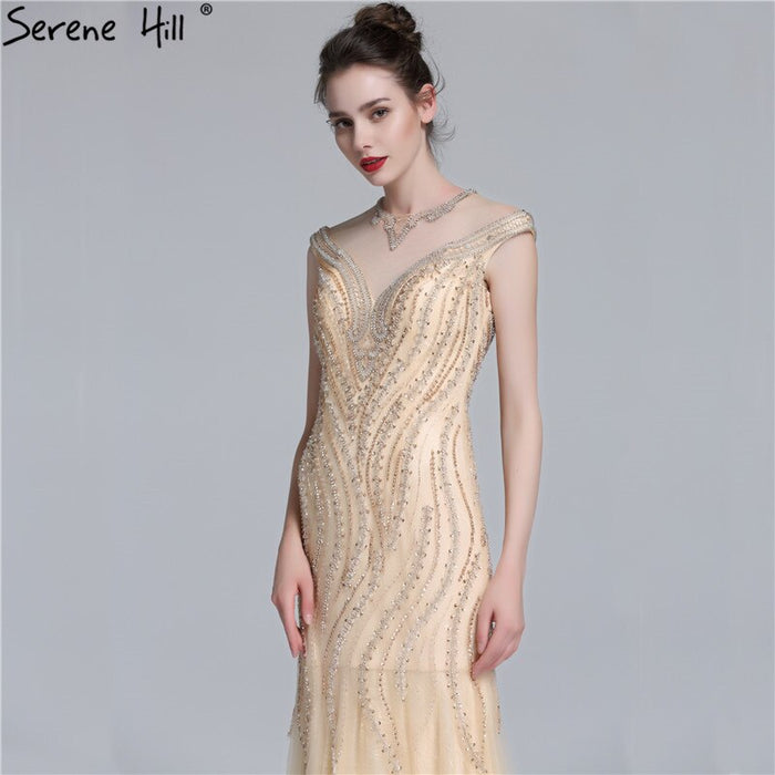 Sale Luxury Sexy Mermaid Newest Evening Dresses Long Crystal Beading Tulle 2025 Robe De Soiree Serene Hill LA6077 - SERENE HILL