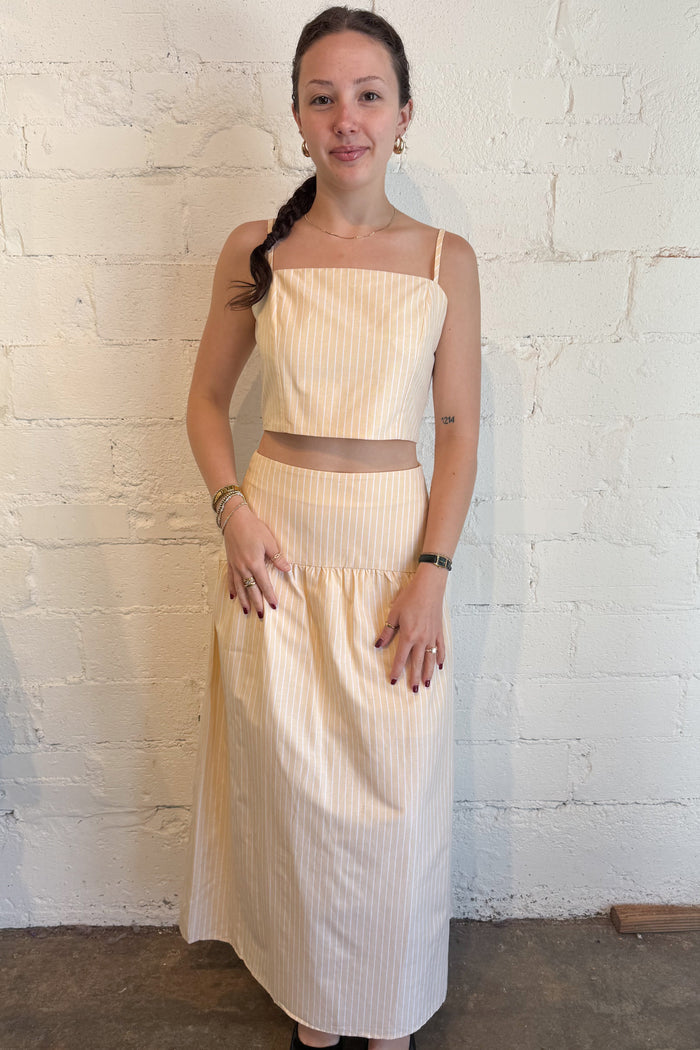 Sally Striped  Maxi Skirt Yellow, adleline boutique, dallas boutique, boutique