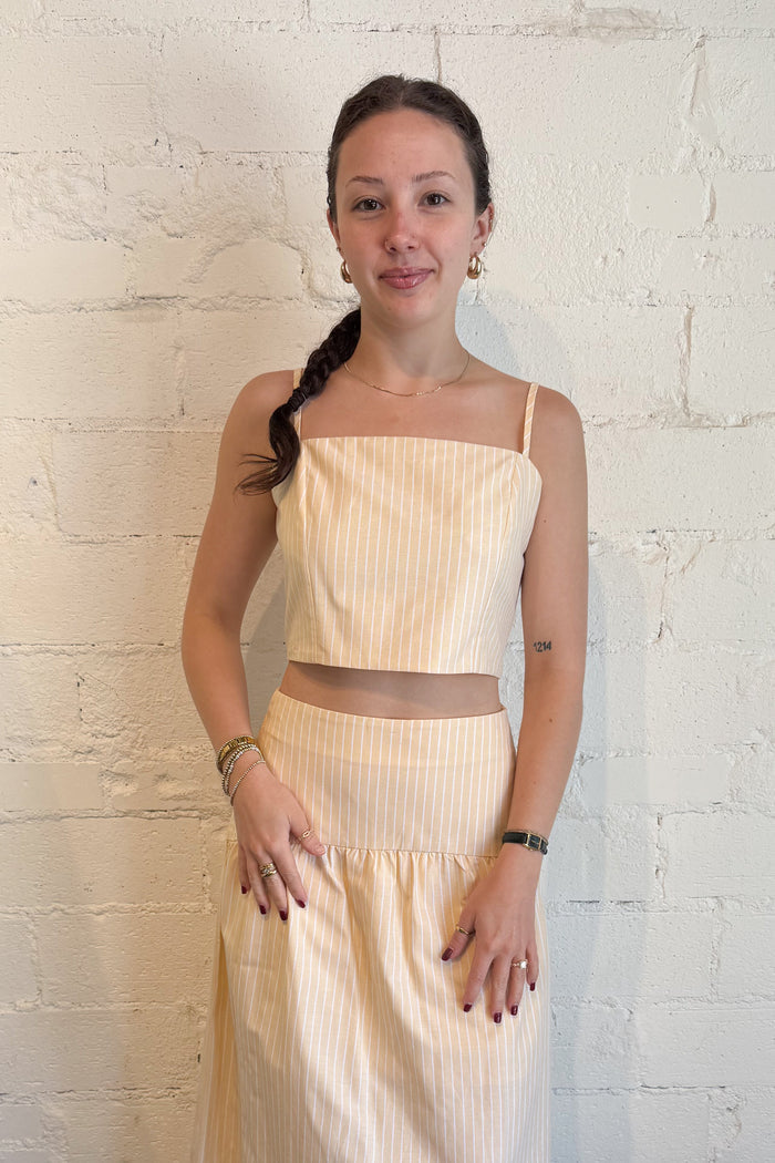 Sally Striped Top Yellow, adeline boutique, dallas boutique, boutique