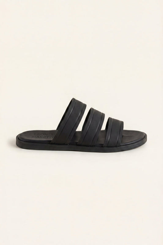 Santorini Leather Sandal Black