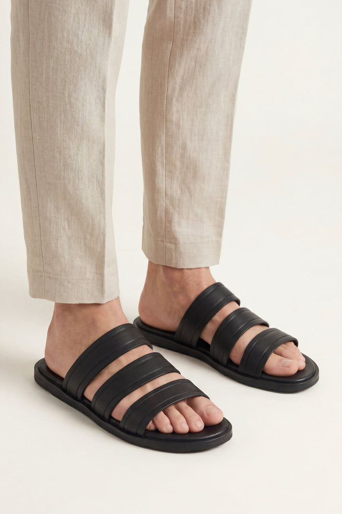 Santorini Leather Sandal Black