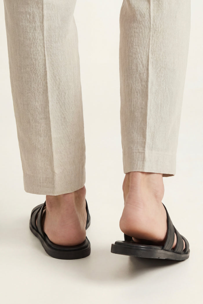 Santorini Leather Sandal Black