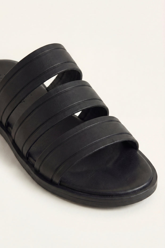 Santorini Leather Sandal Black