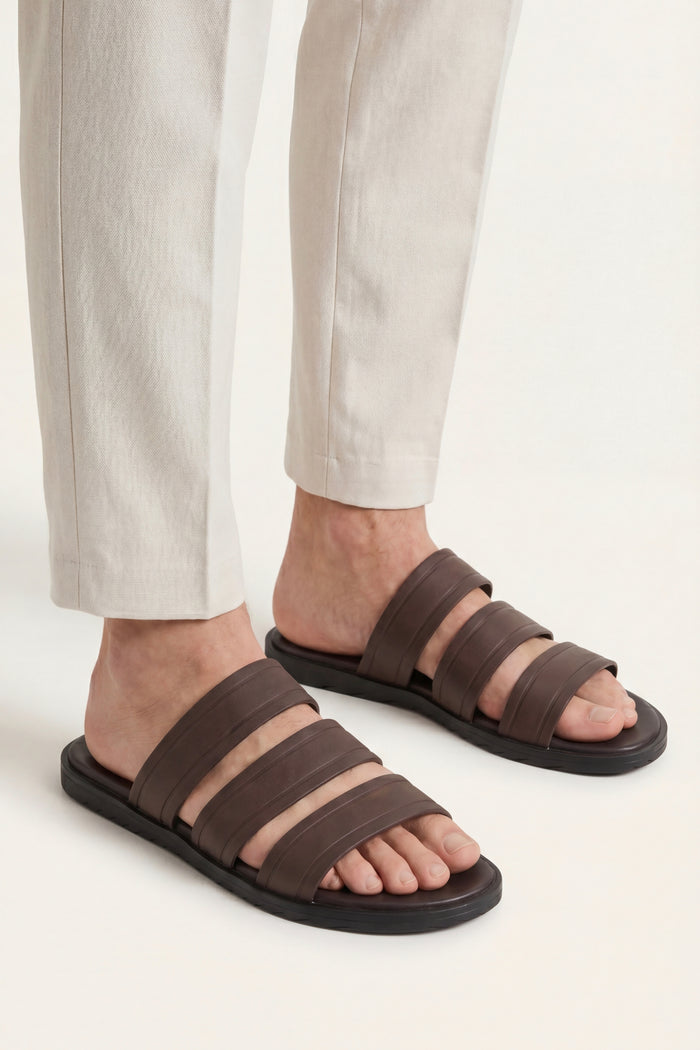 Santorini Leather Sandal Dark Brown