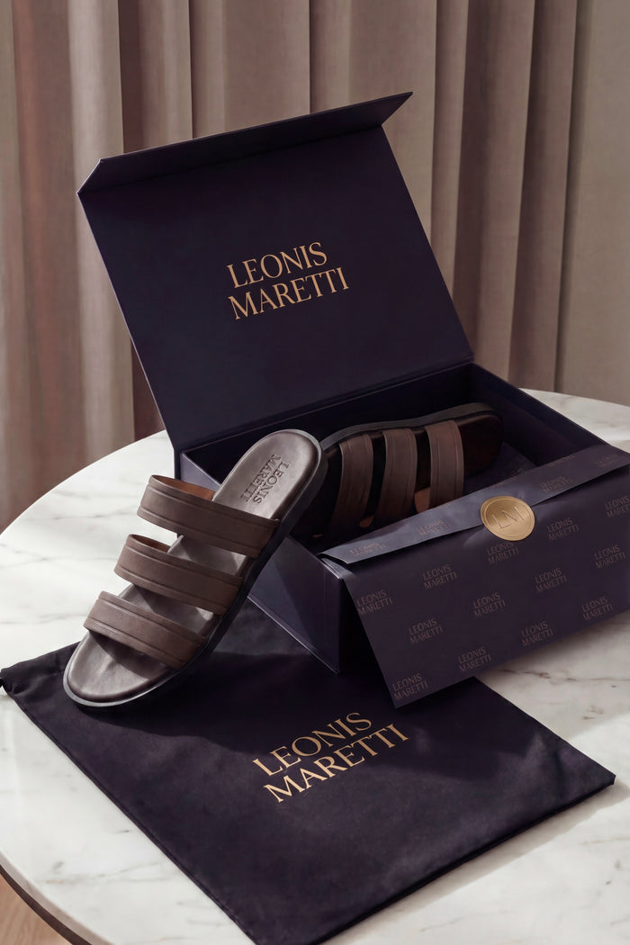 Santorini Leather Sandal Dark Brown