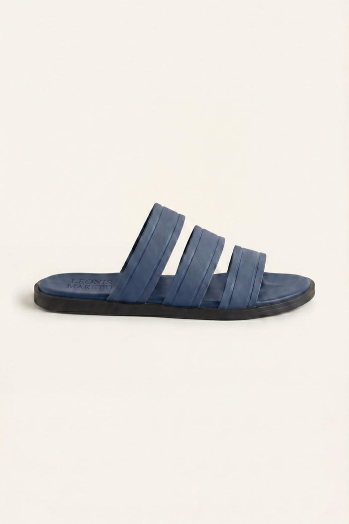 Santorini Leather Sandal Steel Blue