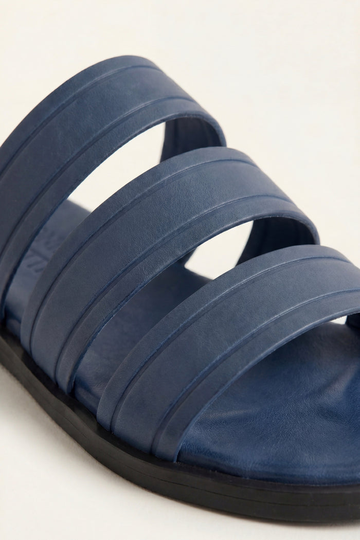 Santorini Leather Sandal Steel Blue