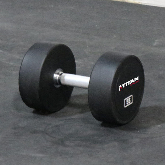 SCRATCH AND DENT - 55 LB Single Round Urethane Dumbbell - FINAL SALE