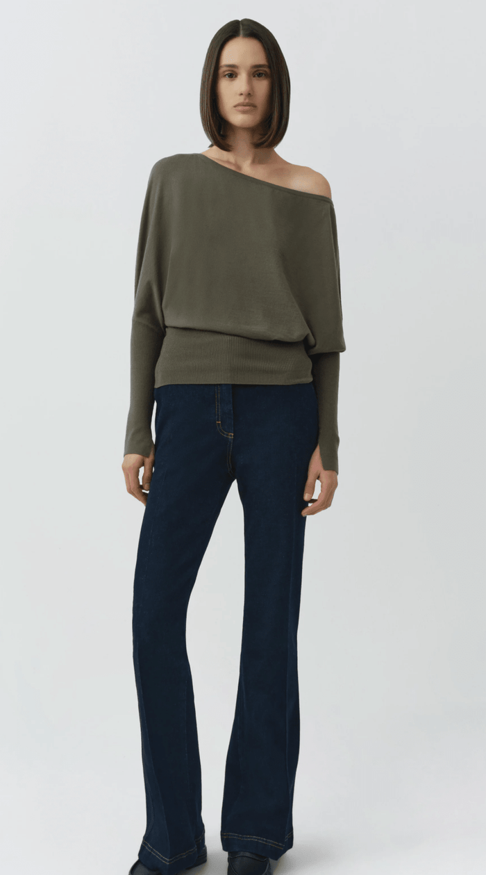 Sea Turtle Lavina Draped Off Shoulder Sweater - Amor Lafayette