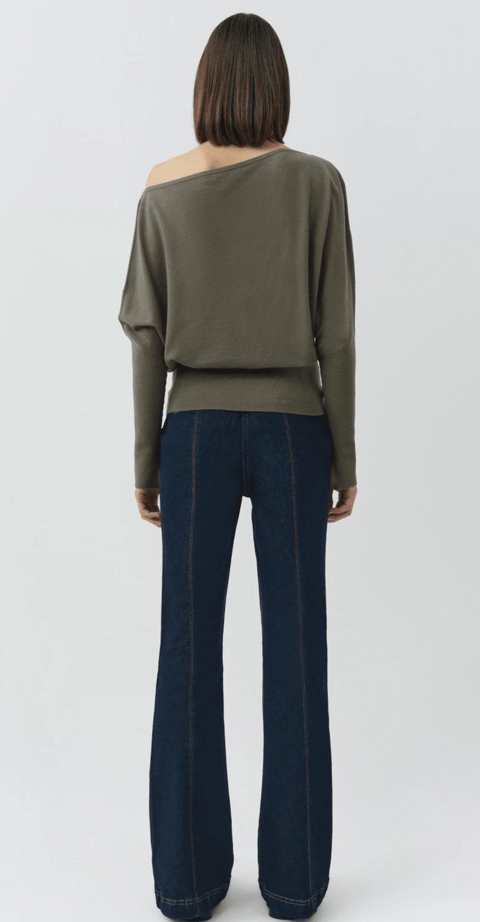 Sea Turtle Lavina Draped Off Shoulder Sweater - Amor Lafayette