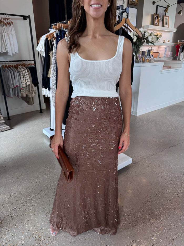 Sequin Zeta Long Skirt - Amor Lafayette
