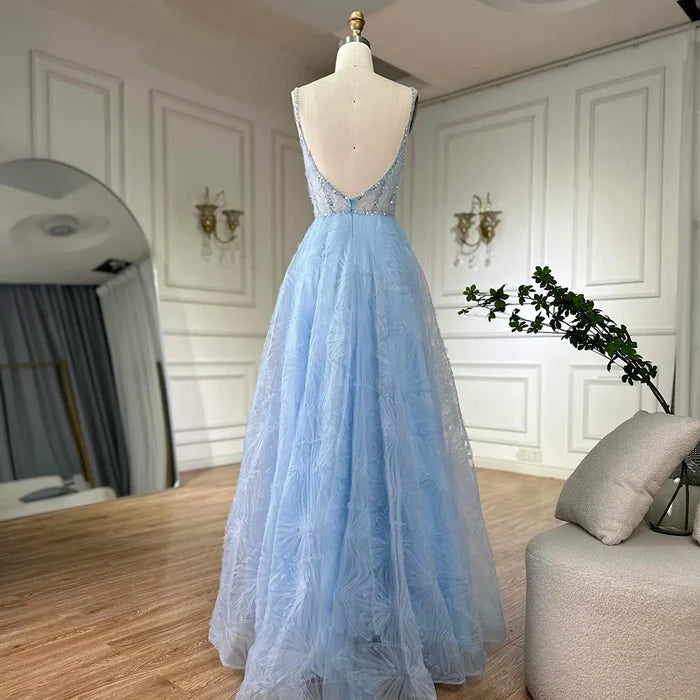 Serene Hill 2025 Arabic Sage Green Elegant Spaghetti Strap A-Line Prom Dress LA72636 - SERENE HILL