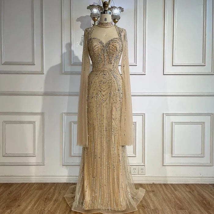 Serene Hill 2025 Luxury Dubai Nude Sweetheart Mermaid Beaded Evening Gowns for Women Party LA72560 - SERENE HILL