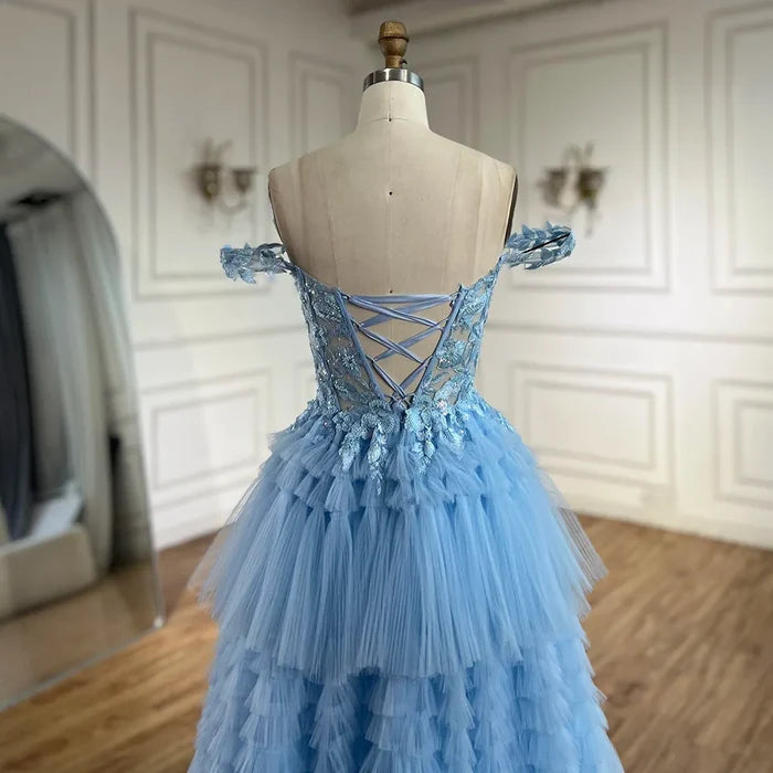 Serene Hill A-line Off-the-Shoulder Sleeveless Prom Dress with Appliqued Ruffles LA72621 - SERENE HILL