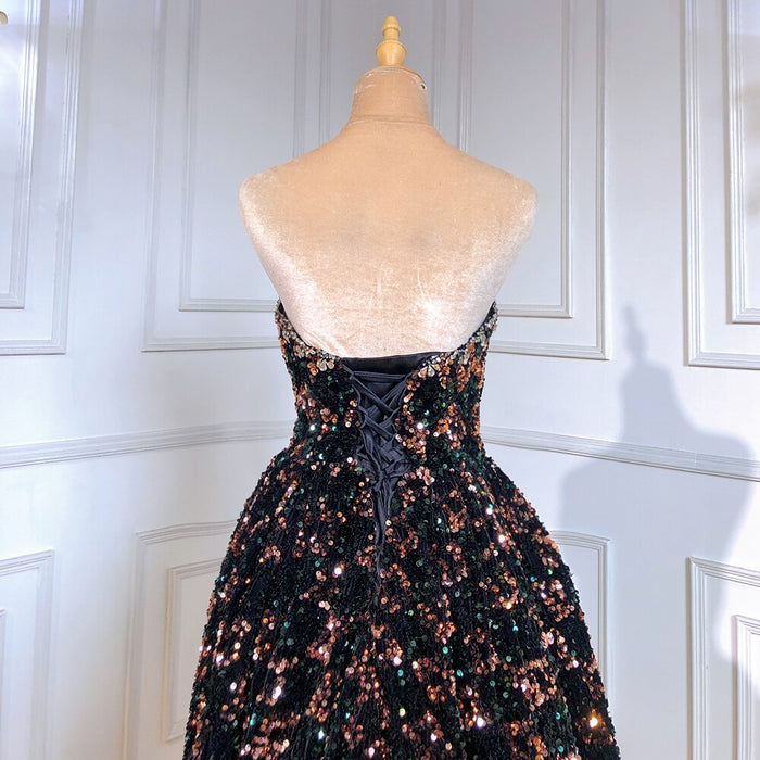 Serene Hill Black Evening Dresses Gowns 2025 Sequin Luxury A-Line For Women Wedding Party LA71523 - SERENE HILL