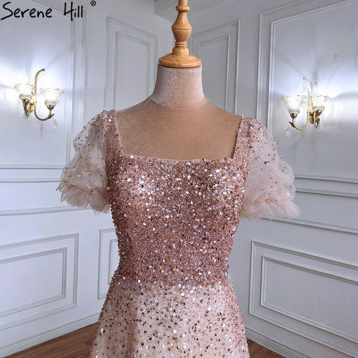 Serene Hill Champagne A-Line Sexy Evening Dresses Gowns 2025 Sparkle Beaded Lace Up For Women Party LA71153 - SERENE HILL
