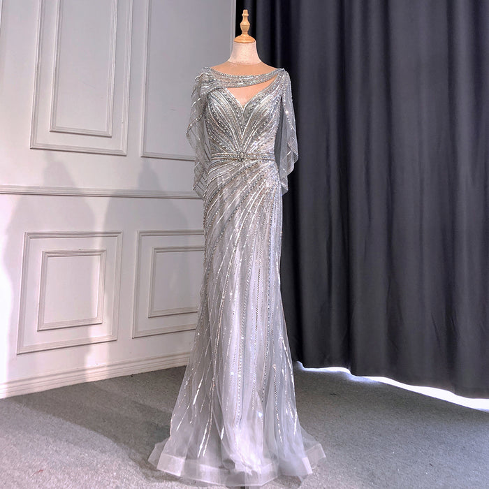 Serene Hill Goud Luxe Mermaid Avond Jurken 2025 Kralen V-hals Sparkle Elegante Voor Vrouwen Party LA70910A - SERENE HILL