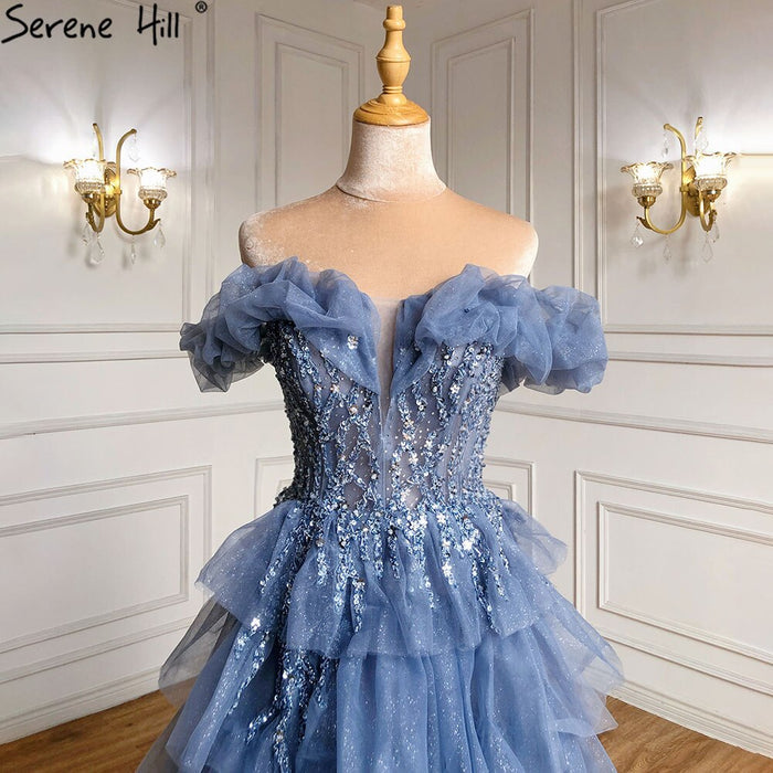 Serene Hill Lilac A-Line Evening Dresses Gowns 2025 Beaded Tiered Sexy For Women Wedding Party LA71414 - SERENE HILL