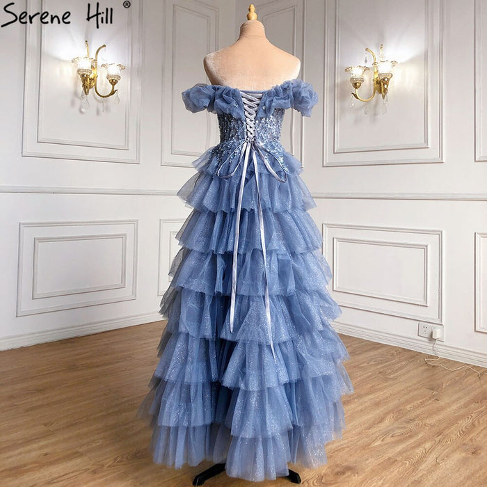 Serene Hill Lilac A-Line Evening Dresses Gowns 2025 Beaded Tiered Sexy For Women Wedding Party LA71414 - SERENE HILL
