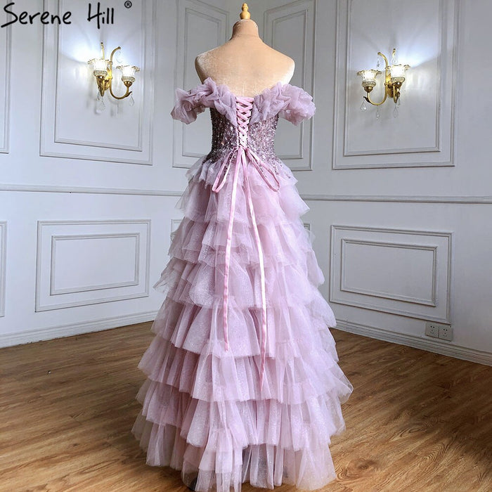 Serene Hill Lilac A-Line Evening Dresses Gowns 2025 Beaded Tiered Sexy For Women Wedding Party LA71414 - SERENE HILL