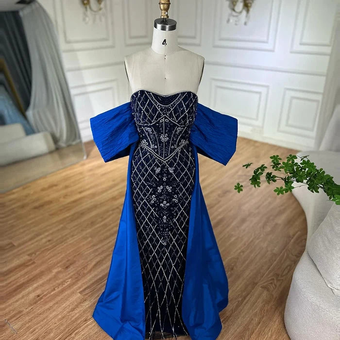 SERENE HILL Luxury Designer Dubai Nude Beaded Mermaid Evening Dress LA72819 - SERENE HILL