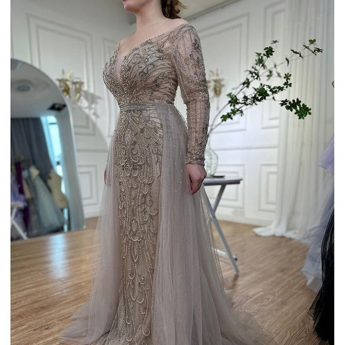 Serene Hill Luxury Muslim Pink With Train Mermaid Elegant Evening Dresses Gowns For Woman Party LA70433 - SERENE HILL