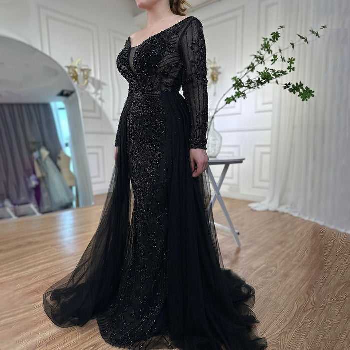 Serene Hill Luxury Muslim Pink With Train Mermaid Elegant Evening Dresses Gowns For Woman Party LA70433 - SERENE HILL