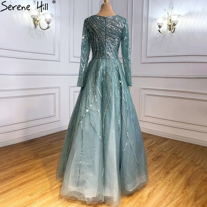 Serene Hill Moslim Groen Luxe Avond Jurken 2025 Kralen A-lijn Voor Vrouw Wedding Party LA71021L - SERENE HILL