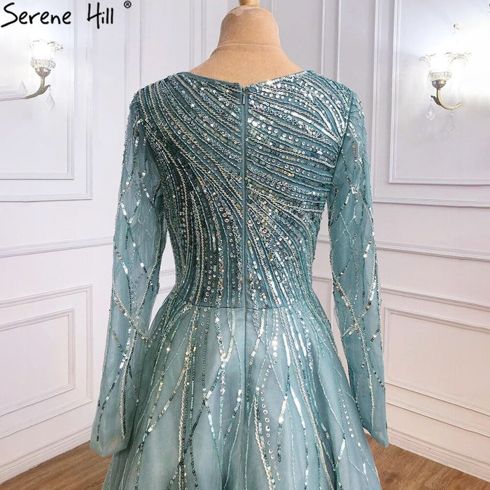 Serene Hill Moslim Groen Luxe Avond Jurken 2025 Kralen A-lijn Voor Vrouw Wedding Party LA71021L - SERENE HILL
