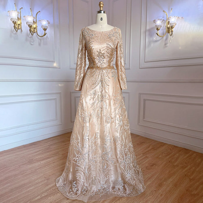 Serene Hill Muslim A-Line Pink Luxury Evening Dresses Gowns Lace Beaded 2025 For Women Party LA71794 - SERENE HILL