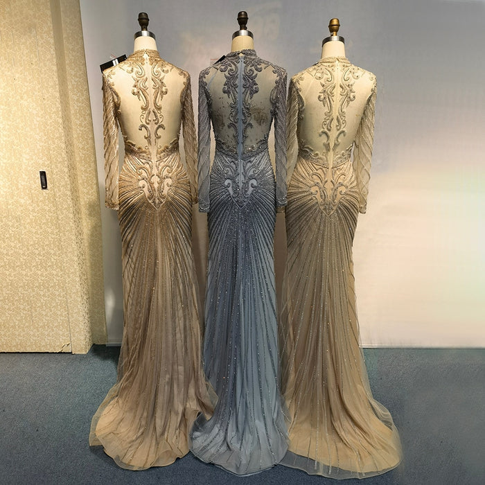 Serene Hill Muslim Green Mermaid Elegant High Neck Luxury Beaded Evening Dresses Gowns 2025 فساتين نسائية شحن مجاني LA71776 - SERENE HILL