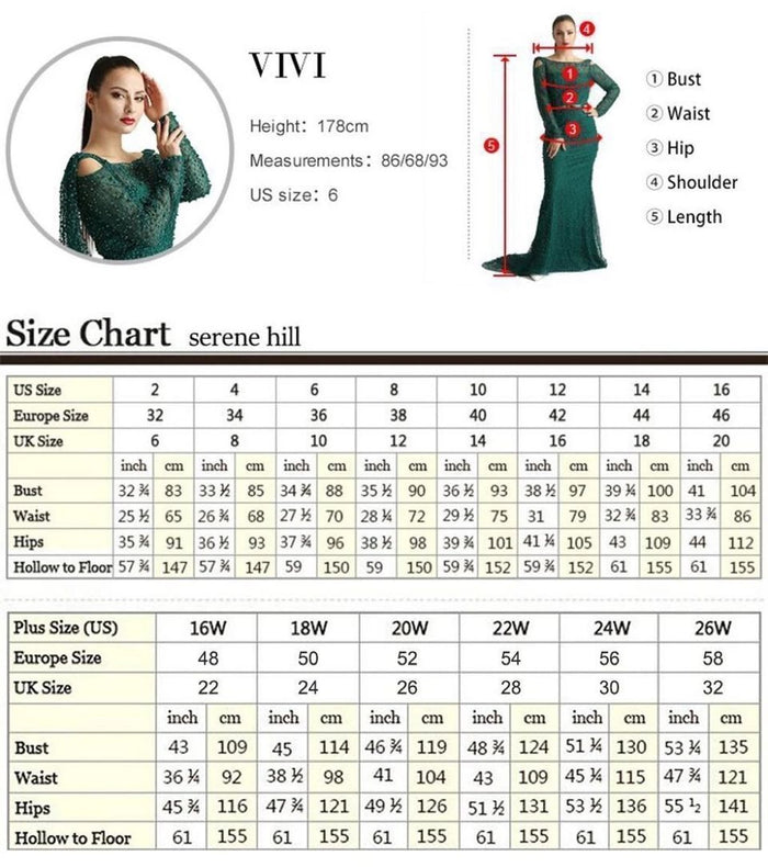 Serene Hill Muslim Green Mermaid Elegant High Neck Luxury Beaded Evening Dresses Gowns 2025 فساتين نسائية شحن مجاني LA71776 - SERENE HILL