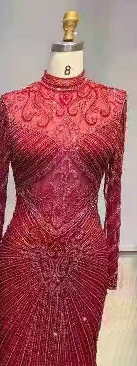 Serene Hill Muslim Green Mermaid Elegant High Neck Luxury Beaded Evening Dresses Gowns 2025 فساتين نسائية شحن مجاني LA71776 - SERENE HILL