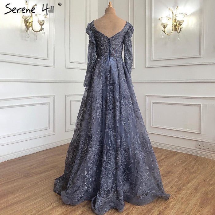 Serene Hill Muslim Luxury Pink Evening Dresses Gowns 2025 A-Line Beaded Lace For Women Party Dress LA71312 - SERENE HILL