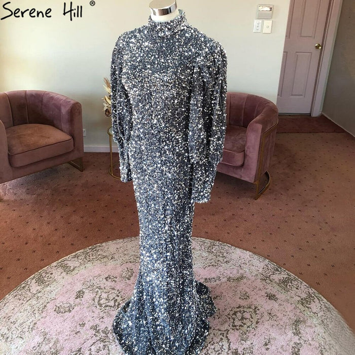 Serene Hill Muslim Luxury Wine Red Evening Dresses Gowns 2025 Elegant Mermaid For Woman Party LA71436 - SERENE HILL