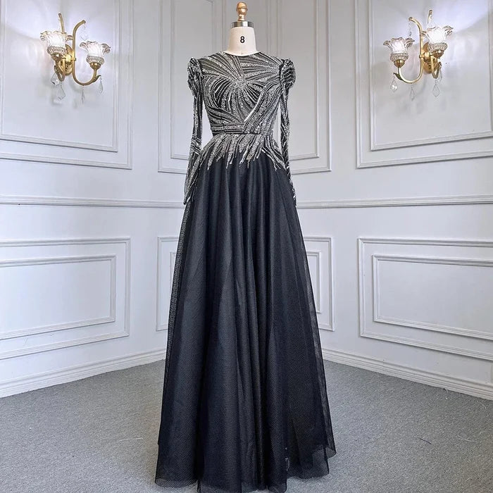 Serene Hill Muslim Pink A-Line Beaded Luxury Evening Dresses Gowns 2025 For Women Wedding Party LA71290A - SERENE HILL