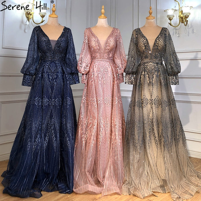 Serene Hill Muslim Pink Luxury Beaded Overskirt Mermaid Evening Dresses Gowns 2025 For Woman Party LA71482 - SERENE HILL