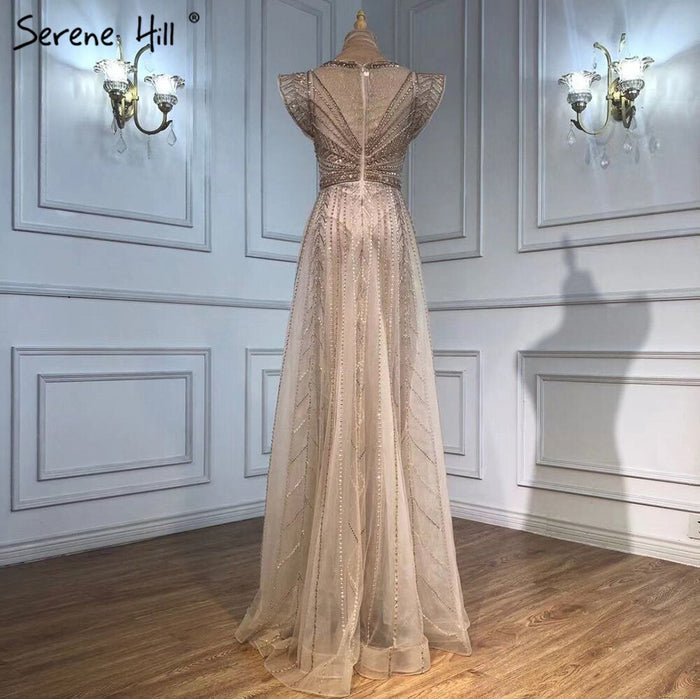 Serene Hill Nude Luxury Overskirt Evening Dresses Gowns 2025 Beaded Mermaid Sexy For Women Party LA71335 - SERENE HILL