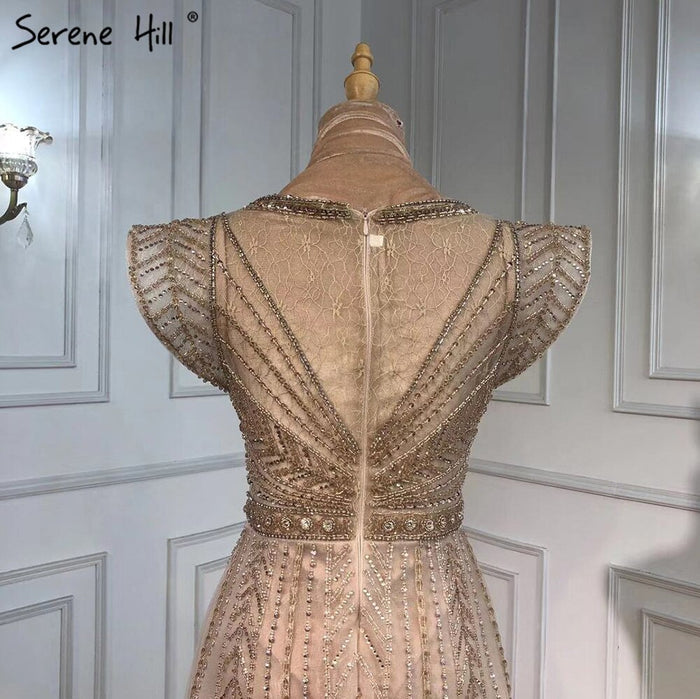 Serene Hill Nude Luxury Overskirt Evening Dresses Gowns 2025 Beaded Mermaid Sexy For Women Party LA71335 - SERENE HILL