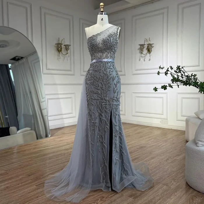 Serene Hill Pink High Split Mermaid Elegant Evening Dresses Gowns Luxury Beaded 2025 For Women Party LA71582 - SERENE HILL