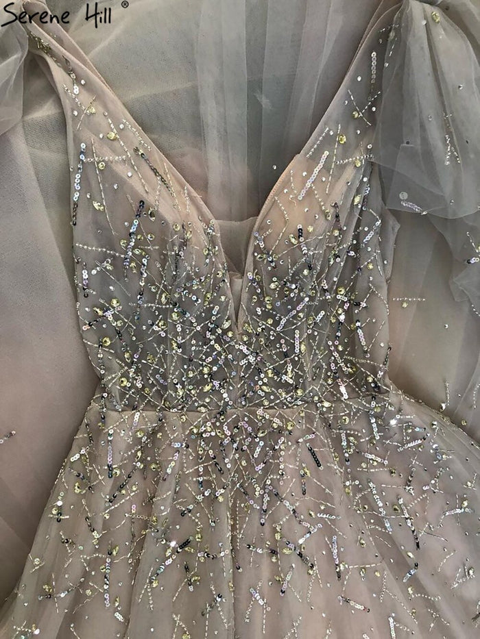 Serene Hill Pink Luxury Beaded Evening Gowns For Women 2025 Sexy A-Line Evening Dresses Long LA71411 - SERENE HILL