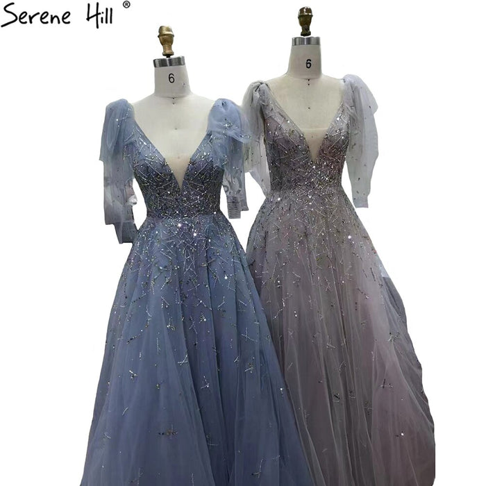 Serene Hill Pink Luxury Beaded Evening Gowns For Women 2025 Sexy A-Line Evening Dresses Long LA71411 - SERENE HILL