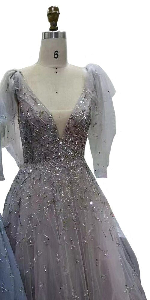 Serene Hill Pink Luxury Beaded Evening Gowns For Women 2025 Sexy A-Line Evening Dresses Long LA71411 - SERENE HILL