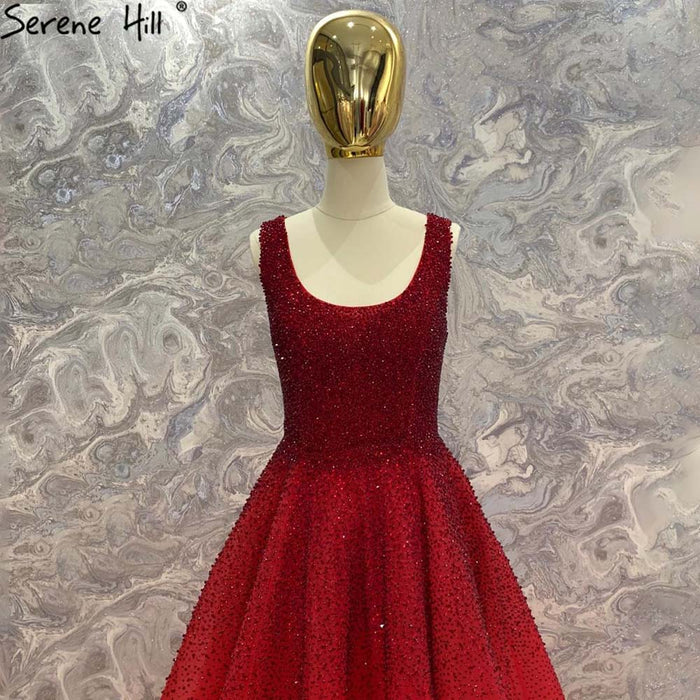 Serene Hill Red Full Crystal Evening Dresses Gowns A-Line Luxury Sleeveless Sexy For Women Party LA70232A - SERENE HILL