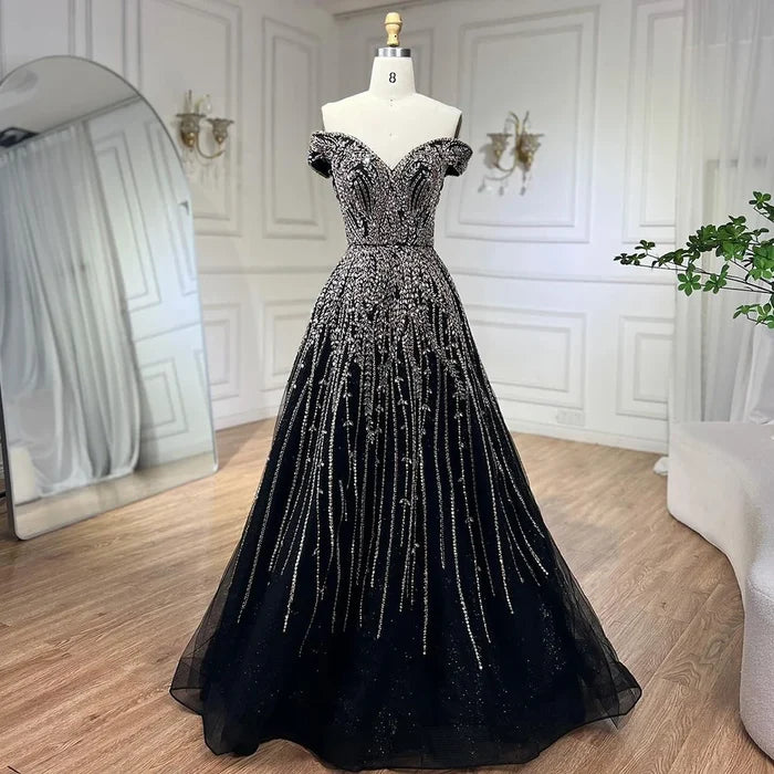 Serene Hill Rose Gold Beaded Evening Dresses Gowns 2025 A-Line Luxury Sleeveless For Women Party LA71459 - SERENE  HILL