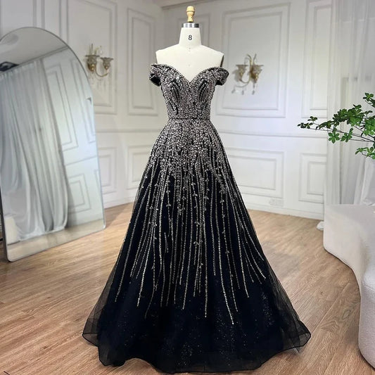 Serene Hill Rose Gold Beaded Evening Dresses Gowns 2025 A-Line Luxury Sleeveless For Women Party LA71459 - SERENE  HILL