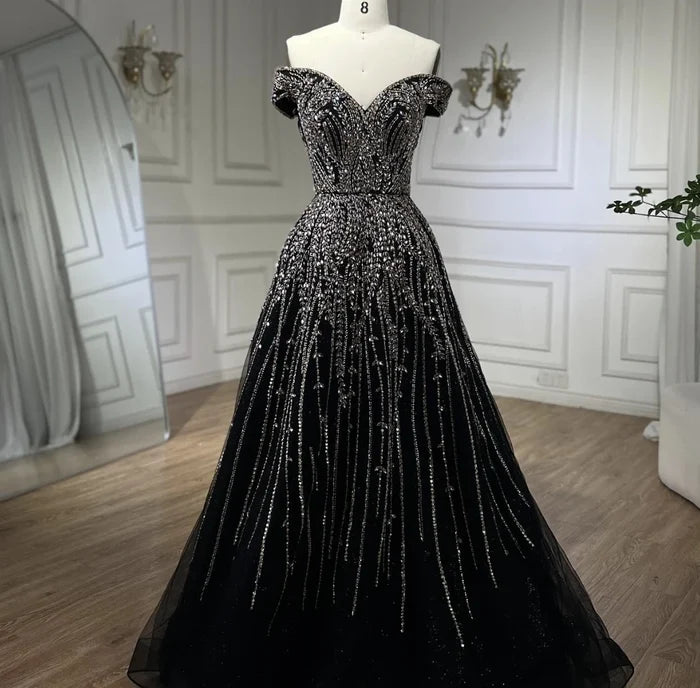 Serene Hill Rose Gold Beaded Evening Dresses Gowns 2025 A-Line Luxury Sleeveless For Women Party LA71459 - SERENE HILL