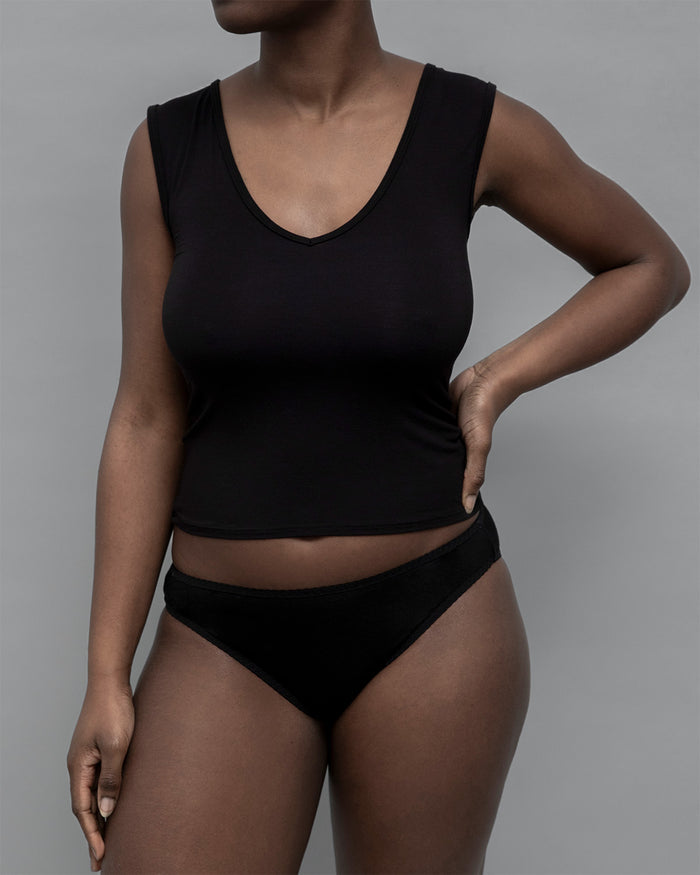 Side View of the Recline Shell in Black from KYE Intimates in Los Angeles.